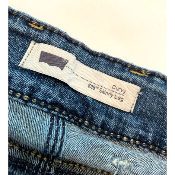 Levis 529 Jeans Womens 28 Low Rise Curvy Slim Fit Stacked Button Whiskered Denim - Picture 4 of 10